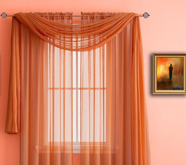 Пошив штор оранжевого цвета
